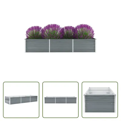 Immagine prodotto di The Living Store Letto da giardino rialzato in acciaio zincato 240x80x45 cm Grigio
