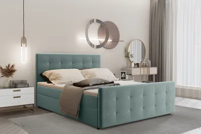 Produktbild von Kaiser Möbel Boxspringbett 180x200 mit bettkasten und matratze+topper, Schlafzimmerbett AMOR Grün