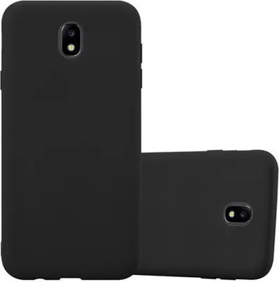 Two black phone cases are shown against a white background. One case is upright and the other is lying down.