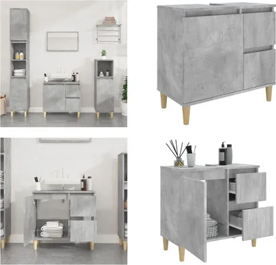 Immagine prodotto di vidaXL Mobile da bagno grigio cemento 65x33x60 cm materiale a base di legno - Mobile da bagno - Mobile da bagno - Mobile da bagno - Mobile da bagno