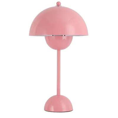 Produktbild von Tischlampe Pilz in Blumentopfform, rosa, Metall, 34 cm, E27-Fassung für Schlafzimmer, Wohnzimmer, Kinderzimmer, Arbeitszimmer oder Büro