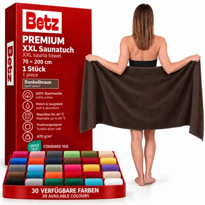 Produktbild von Betz Saunatuch 70 x 200 cm PREMIUM 100% Baumwolle Badetuch Liegetuch Strandtuch   Farbe: dunkelbraun