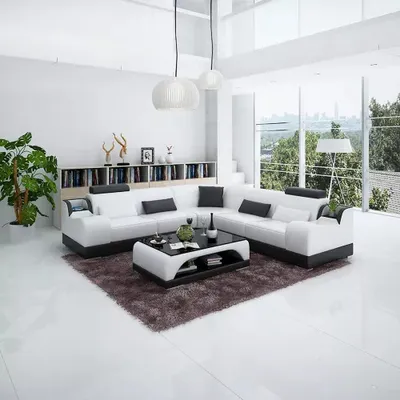 Produktbild von Ecksofa Moderne Eckcouch Design Wohnzimmer Möbel Lederpolster Couch Sofa L Form