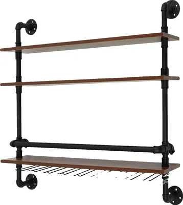 Obrázek produktu pro Stojan na víno, nástěnný, průmyslový styl, 36 palců, 36 palců