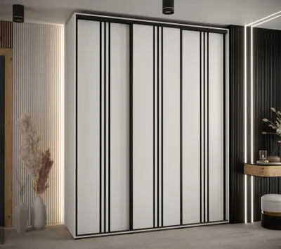 Produktbild von Kleiderschrank YVONA 6 - 200/45 cm, weiß/schwarz