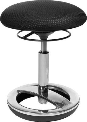 A black and silver adjustable stool.