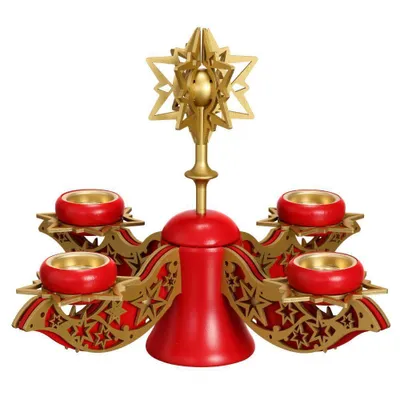 Produktbild von Adventsleuchter Stern mit Teelichter rot-gold BxHxT 39x27x39cm NEU