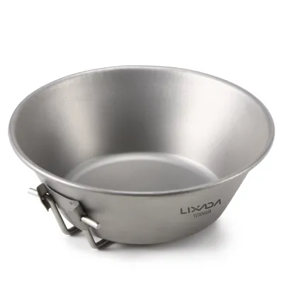 Produktbild von Lixada Titanium Bowl mit faltbarem Griff fuer Outdoor Camping Wandern Rucksack Picknick