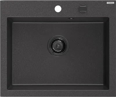 Produktbild von Mexen Elix Granitspüle 1-beckig 600 x 500 mm, schwarz gesprenkelt, schwarzer Siphon - 6525601005-76-B