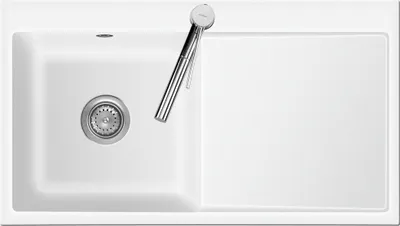 Produktbild von Flächenbündige Spüle MERA 90 Polar mit Becken links und Handbetätigung