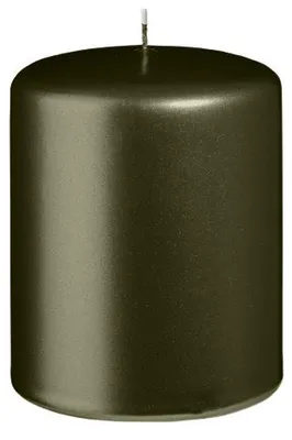 Produktbild von Stumpenkerzen Metallic Matt Olive 100 x Ø 80 mm, 12 Stück