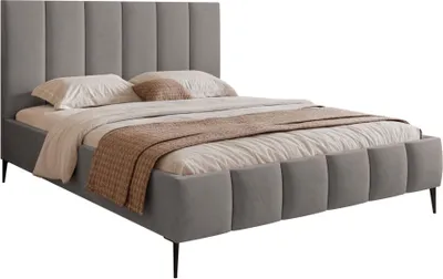 Obrázok produktu pre Selsey Sarafino - Čalúnená posteľ 140x200 cm, s roštom a kovovými nožičkami, svetlosivá