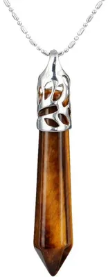 Immagine prodotto di Collana con ciondolo a forma di esagono, con pietra di tigre argentata, stile "puntino", unisex, pendente, 60-65 mm