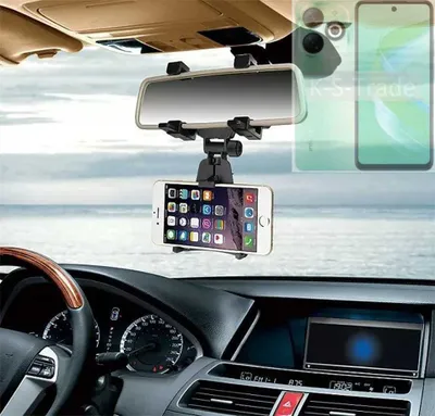 Produktbild von K-S-Trade Smartphone Halterung kompatibel mit Infinix Smart 9 Rückspiegel Halterung schwarz Auto Halterung KFZ Halter