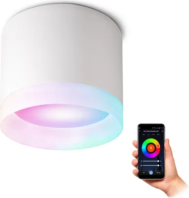 Produktbild von SSC-LUXon Aufputz Deckenleuchte VORA weiß matt Alexa, Siri & Google kompatibel - Aufbauspot mit Smart Home GX53 LED RGBW WLAN
