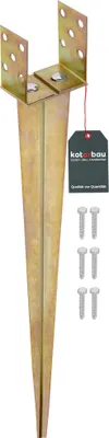 Produktbild von KOTARBAU® Pfostenträger Verstellbarer Pfostenfuß 0–125 mm Balkenschuh U 70 cm Holzpfostenhalterung Bodenanker Einschlaghülse verzinkter Stahl