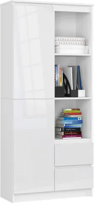 Produktbild von Akord Offenes Regal Weiß/Weiß Hochglanz 80X35X180 Cm