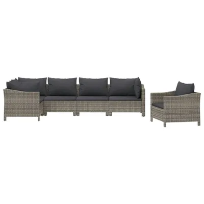 Immagine prodotto di vidaXL Set di 6 pezzi per salotto da giardino con cuscini in polirattan grigio