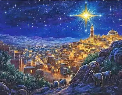 Imagen del producto de Pintura con diamantes, belén navideño con estrella de Belén, 50 x 40 cm, mosaico bordado para adultos