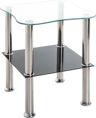 Produktbild von HAKU Beistelltisch edelstahl, schwarz - Edelstahl, Sicherheitsglas 4 mm, Sicherheitsglas 6 mm, B/H/T: 40x47x40 cm