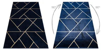 Zdjęcie produktu dla Dywan EMERALD ekskluzywny 1012 glamour, stylowy geometryczny granatowy / złoty niebieski 160x220 cm