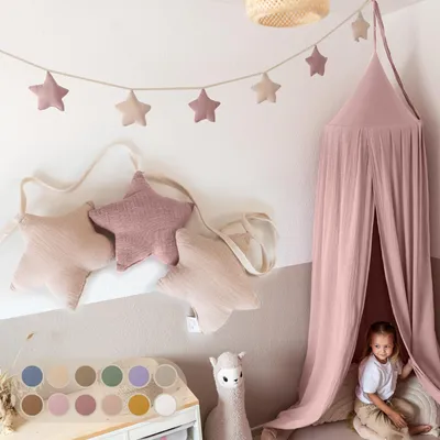 Produktbild von Handgemachte Wimpelkette für Kinderzimmer aus Musselin Baumwolle