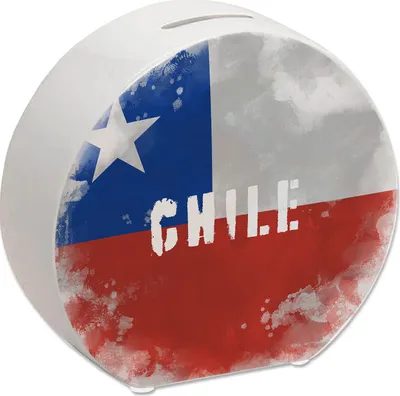 Produktbild von Spardose mit Chile-Flagge im Used Look - Sparschwein für Urlauber