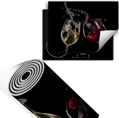 Produktbild von Herdabdeckplatte 70x52 cm Glaskeramikkochfeld Abdeckung Anti Rutsch Matte Aufrollbar, Schwarz Wein