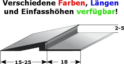 Produktbild von Rampenanstoßprofil "Broadford" Rampenanstoßleiste für Designbeläge, 2 - 5 mm Einfasshöhe, Aluminium eloxiert, gebohrt, Typ 282-284-silber-1000-3