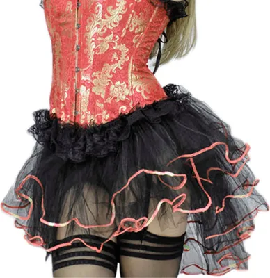 Produktbild von Burlesque Volant Rock mit Pailletten - Schwarz Rosa | Minirock Karneval Cosplay Größe: XL