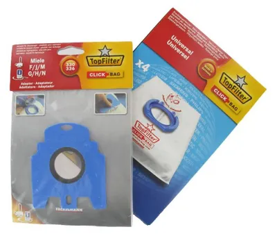 Immagine prodotto di Confezione da 4 sacchetti universali Top Filter con adattatore Click Bag per aspirapolvere Miele 330-336