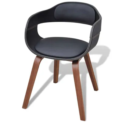 Image de vidaXL Chaises de salle à manger 6 pcs. noir bois courbé et similicuir