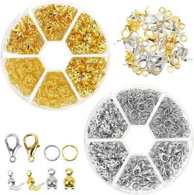 Image de Jeu de fermoirs pour bijoux, 1140 pièces, en or et en argent, pour la fabrication de bracelets faits main