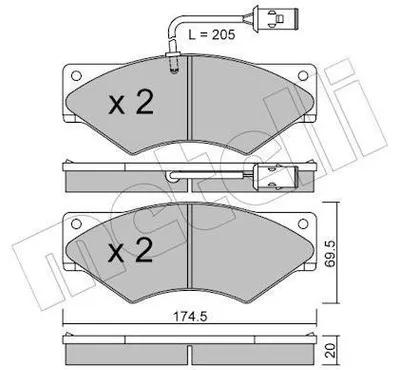Produktbild von METELLI Bremsbeläge Satz Vorne Bremsklötze für IVECO DAILY II Pritsche/Fahrgestell 22-0849-0
