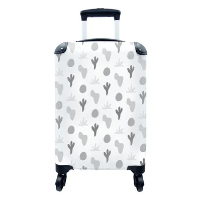 Produktbild von MuchoWow® Koffer Handgepäck Trolley Rollkoffer Kleine Reisekoffer mit 4 Rollen - Hintergrund - Pflanzen - Schwarz - Weiß - Cabin Size < 55x40x23 cm & 55x40x20 cm - Fotokoffer - Kabinenkoffer - Boardgepäck - Reise-Box - Reisekoffer - Reisegepäck - Koffer mit Bild - Trolley für Kinder