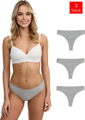Produktbild von Tazzio Damen String 3er-Pack F933 (Grau, M)