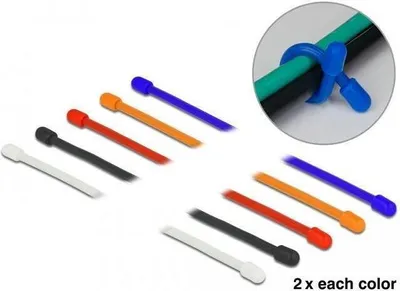 Imagen del producto de DELOCK 018972, Negro, Azul, Naranja, Rojo, Blanco, 250 mm, 4 mm, 10 unidades