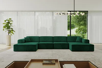 Produktbild von ALTDECOR Ecksofa in U-Form IREA-U2-v3 386x165x77 cm Dunkelgrün Corner Sofa Bett Eckcouch Couch L-Form Wohnlandschaft Cauchsofa