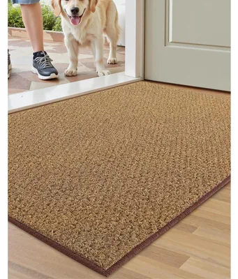 Obrázek produktu pro Podlahová rohož, vnitřní i venkovní použití, 60x90 cm, hnědá, protiskluzová, zachycující nečistoty, omyvatelná, savá