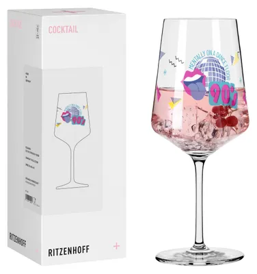 Immagine prodotto di Bicchiere da cocktail Ritzenhoff anni '90, capacità 540 ml, design "Mentally on a dancefloor", confezione singola