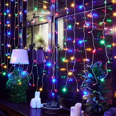 Productafbeelding van Salcar 2 meter 80 LED lichtketting, "IJzelregen" LED lichtgordijn, geschikt voor kerstdecoratie en raamdecoratie, met 8 lichtmodi en geheugenfunctie - Multicolor