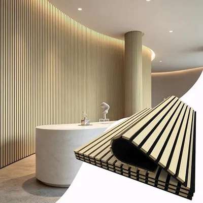 Imagen del producto de 4 paneles acústicos de madera, 60x120 cm, paneles de pared de madera con láminas de MDF
