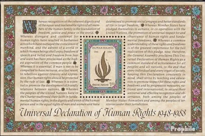 Produktbild von Briefmarken UNO - New York 1988 Mi Block10 (kompl.Ausg.) postfrisch Menschenrechte