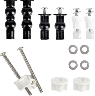 Image de Kit de fixation pour WC - Charnières en acier inoxydable - 18 pièces - Universel - Fixation pour siège de WC