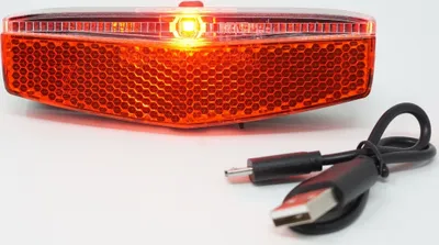 Produktbild von Akku Fahrrad LED Rücklicht Aufladbar mit USB Ladebuchse für Gepäckträger 50/80 mm