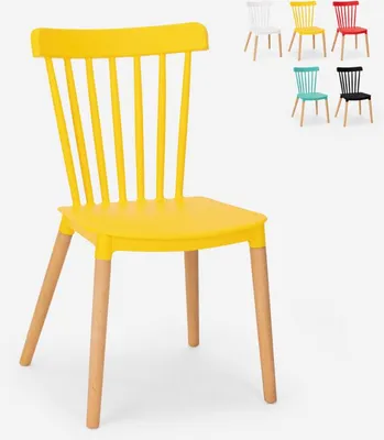 Immagine prodotto di Sedia di legno in polipropilene di design moderno ristorante bar cucina Praecisura - Giallo