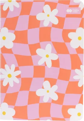 Produktbild von Notizbuch A6 32k dots Bloom Pastell Karo rosa und orange mit Blumen Happy Color