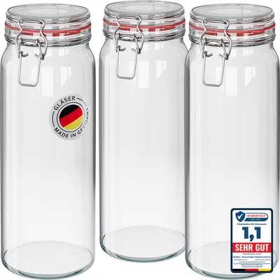 Produktbild von WELLGRO Einmachgläser mit Bügelverschluss rund 2160ml - Vorratsgläser
