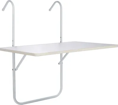 A white folding balcony table.