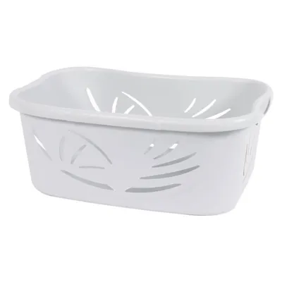 Image de Corbeille à Linge Flora Ergonomique 37 Litres Blanc Cérusé - Eda